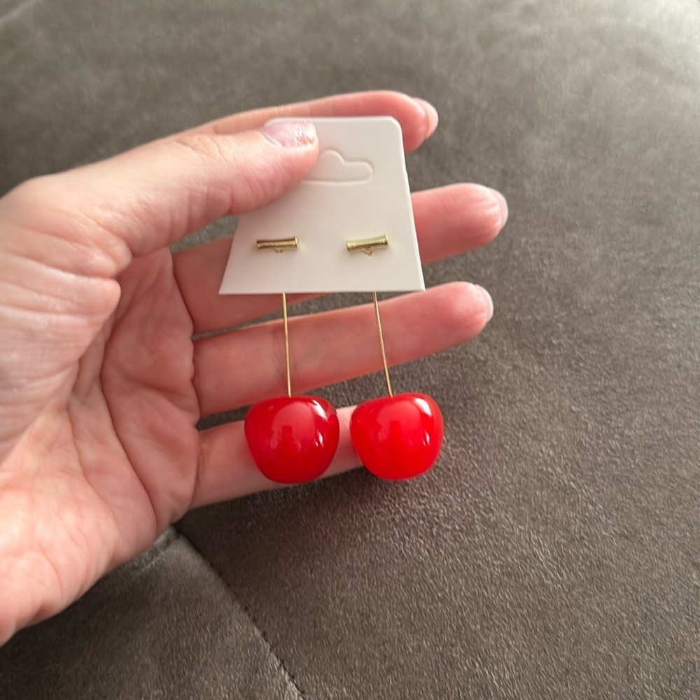 🛍️BUNDLE 3 for $17 cute earrings mini kawaii food candy animal - CHERRIES 🍒